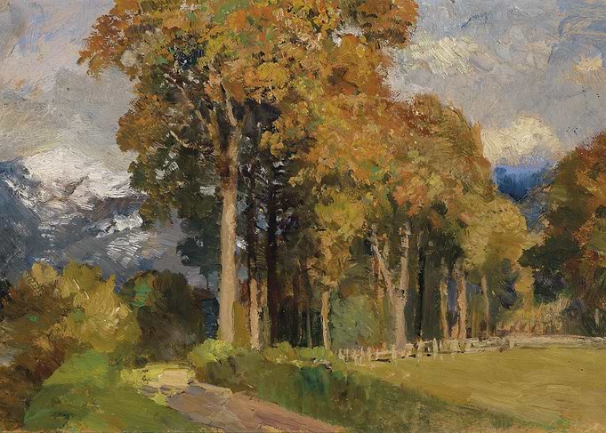 Autumn Trees and Mountains