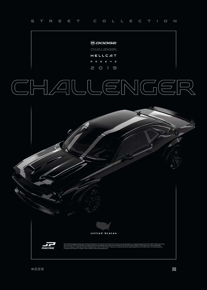 Dodge Challenger Hellcat 2019 Poster