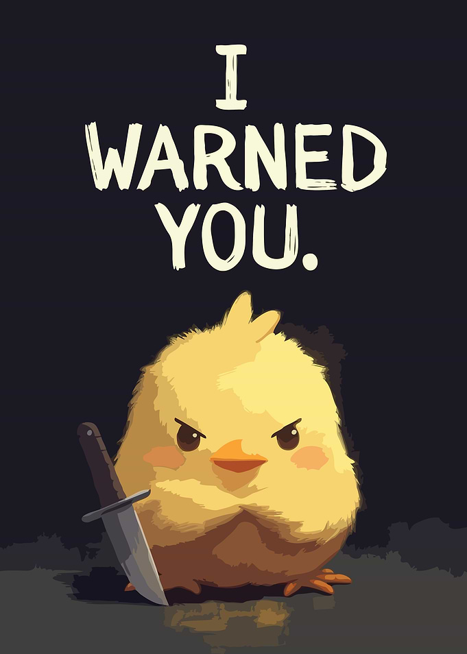 Angry Chick with Knife Art