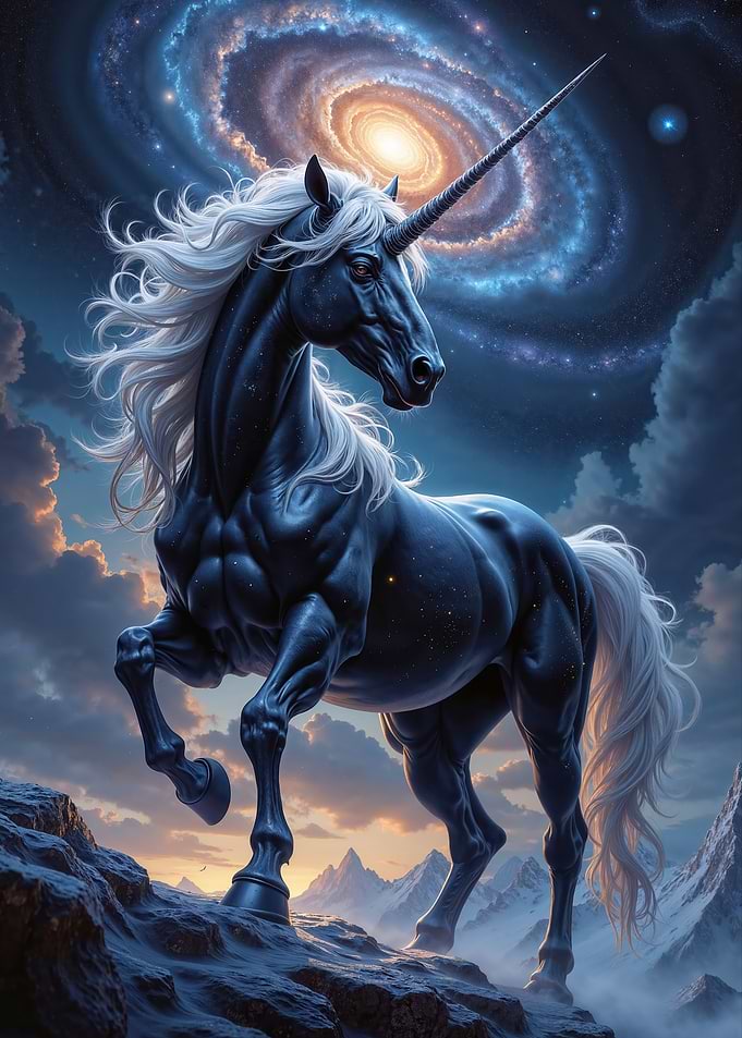 Cosmic Fantasy Unicorn in Galaxy