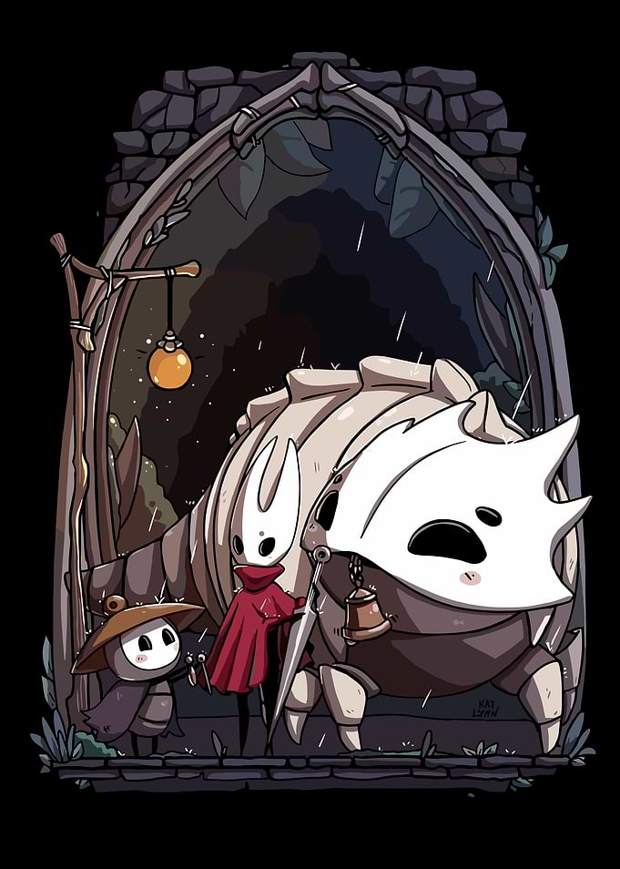 Hollow Knight Characters in the Rain