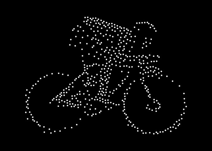 Cyclist silhouette made of dots