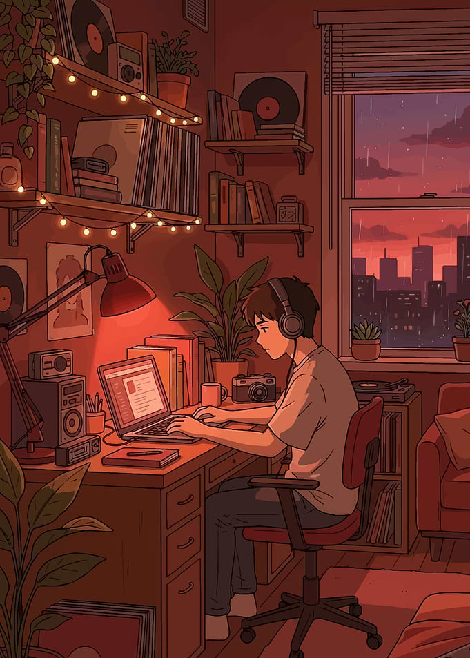 Cozy Rainy Night Study Session
