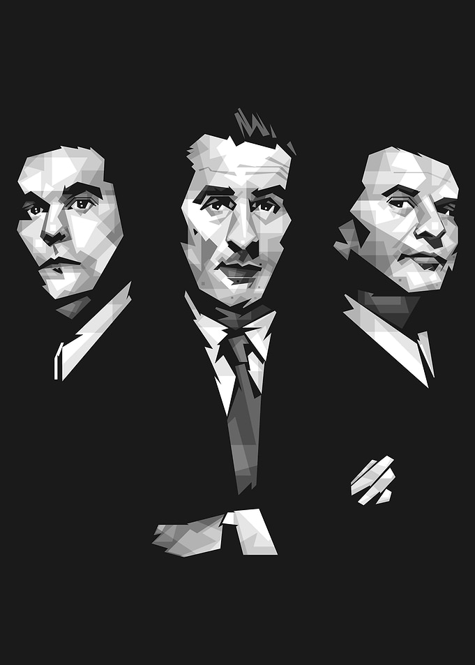 Three Men in Geometric Style