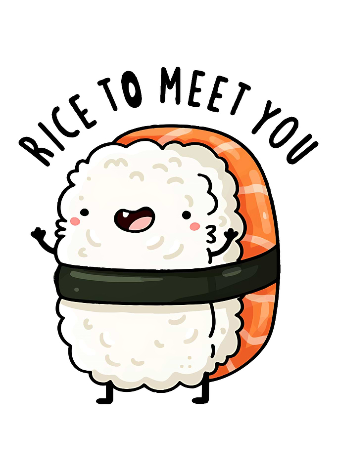 Cute Sushi Character Saying Hello