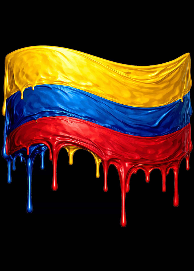 Colombia Flag Colorful Dripping