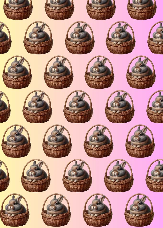 Cute Bunnies in Baskets Pattern