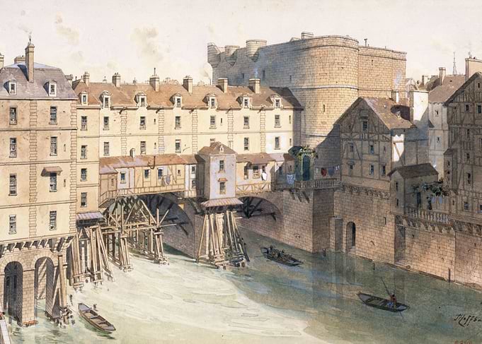 Medieval Paris Bridge Houses