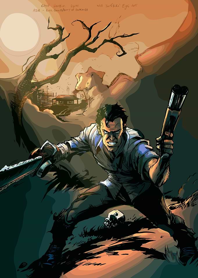 Ash Williams with Chainsaw and Shotgun