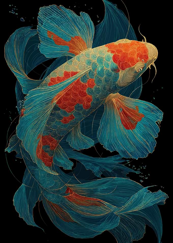 Ornate Koi Fish Illustration