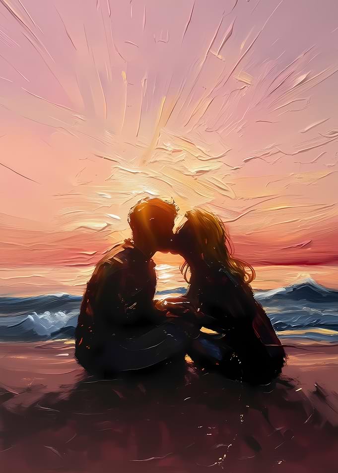 Couple Kissing at Sunset