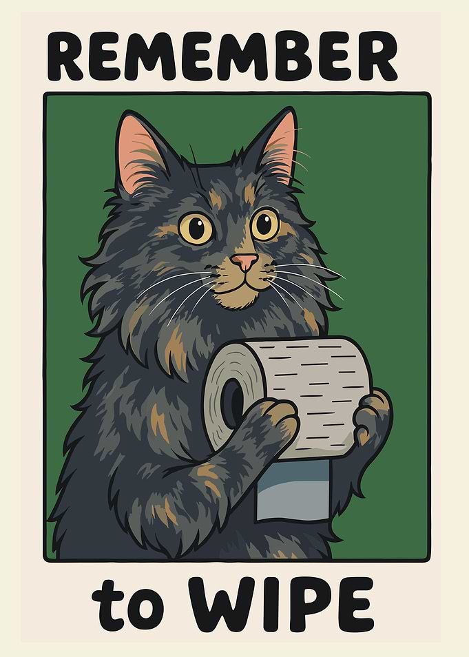 Cat Holding Toilet Paper