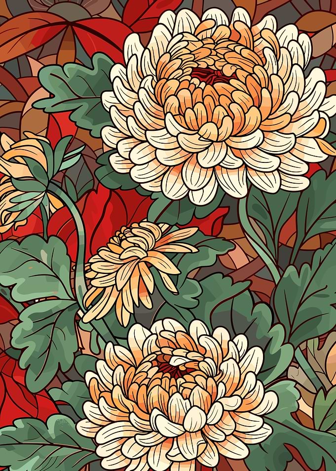 Chrysanthemum floral pattern