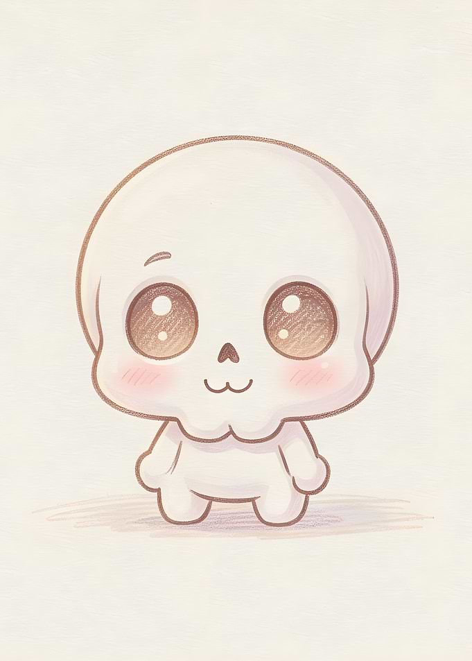 Cute Kawaii Skull Character