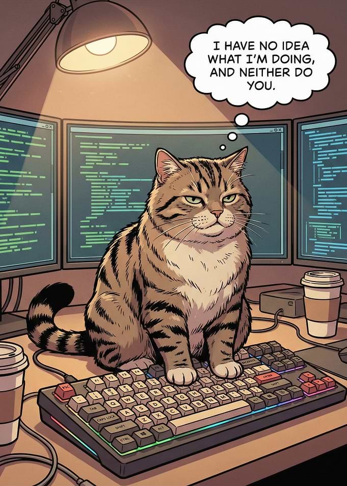 Cat Programmer with Coffee
