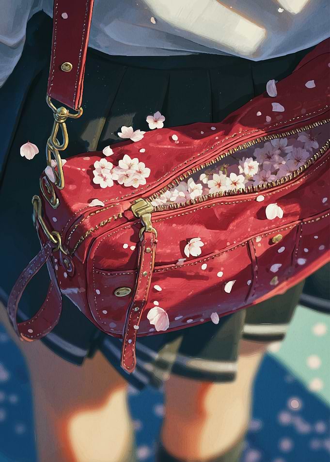 Red Bag with Cherry Blossoms