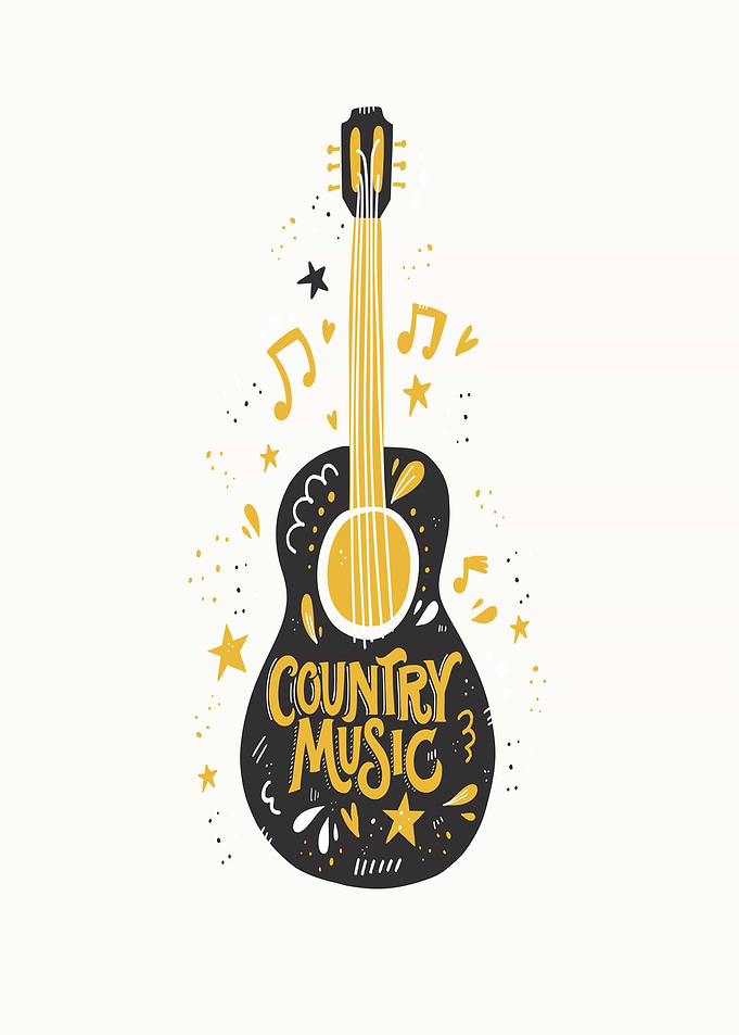 Country Music Guitar Illustration