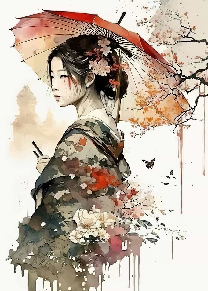 Cascading Wisteria Fuji Flower Kimono