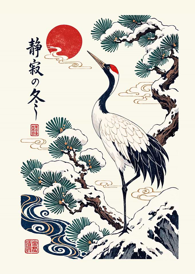 Japanese Crane in Winter