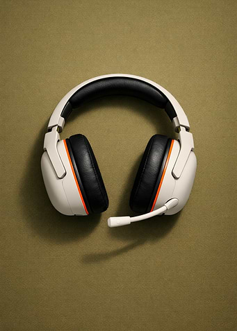White Gaming Headphones with Orange Accents