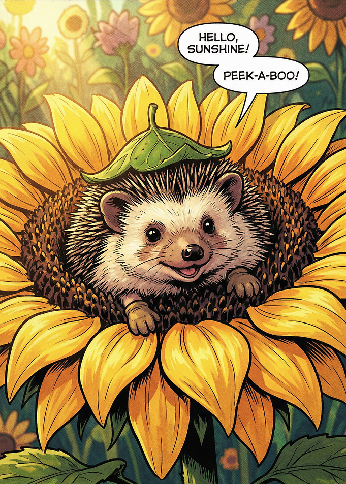 Hedgehog in a Sunflower