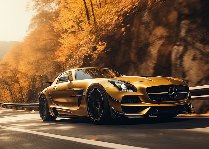 Golden Mercedes SLS AMG