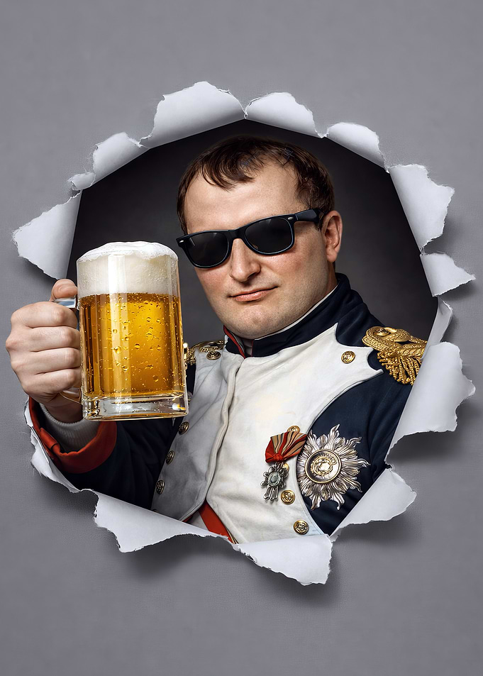 Napoleon Holding Beer