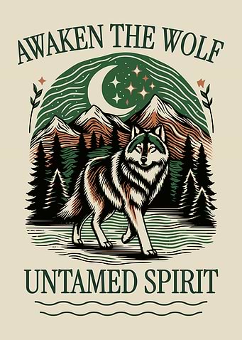 Awaken the Wolf – Untamed Spirit | Vintage Wolf Wilderness Poster