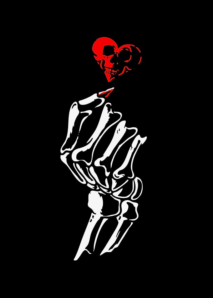Skeleton Hand Heart Skull