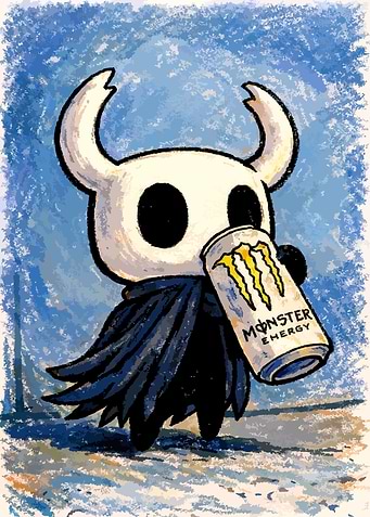 The Knight Drinking Crayon Style Art