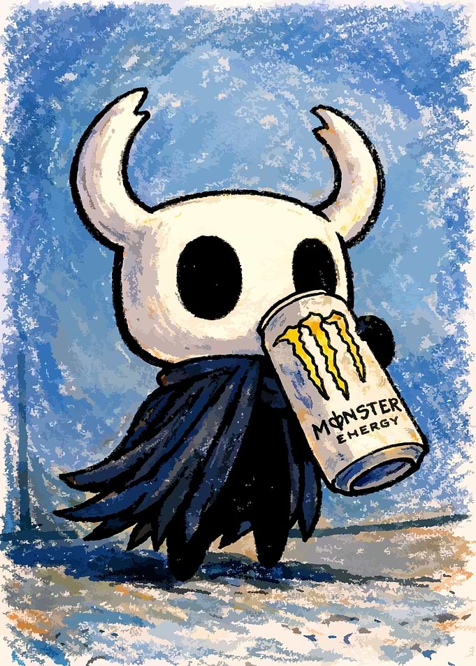 The Knight Drinking Crayon Style Art