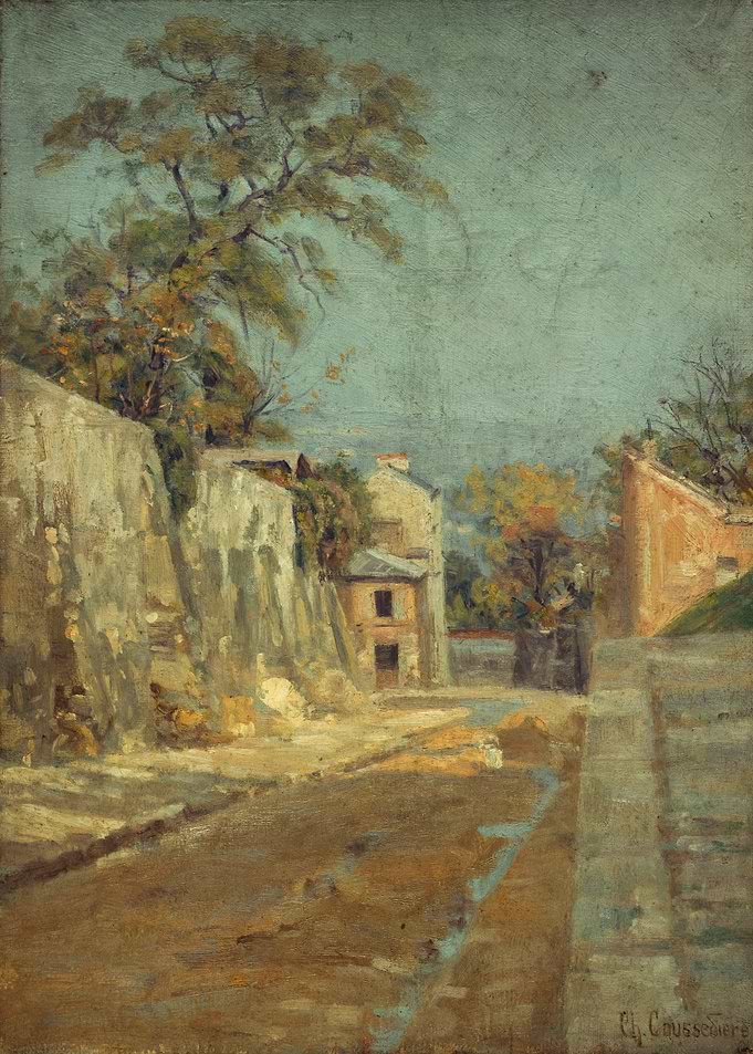 Impressionist Street Scene with Buildings and Trees