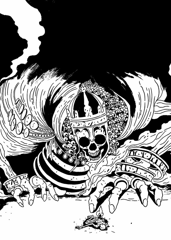 Skull King with Skulls and Flames