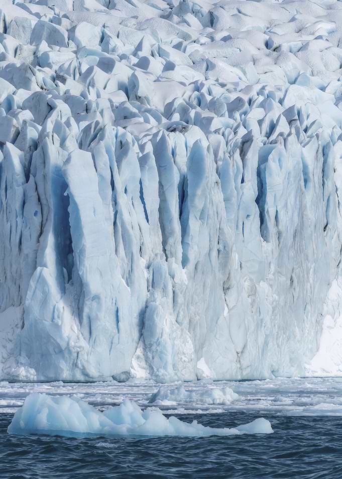 Glacier face with icebergs