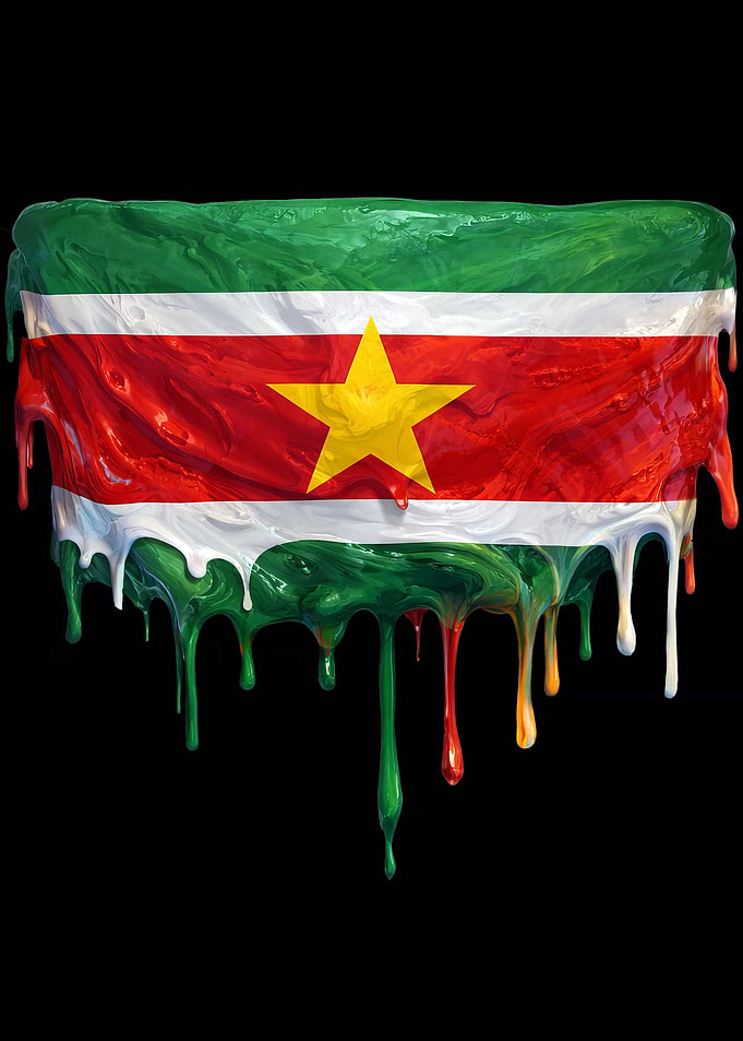 Suriname Flag Colorful Dripping
