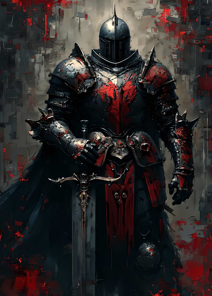 Dark Knight with Bloody Sword