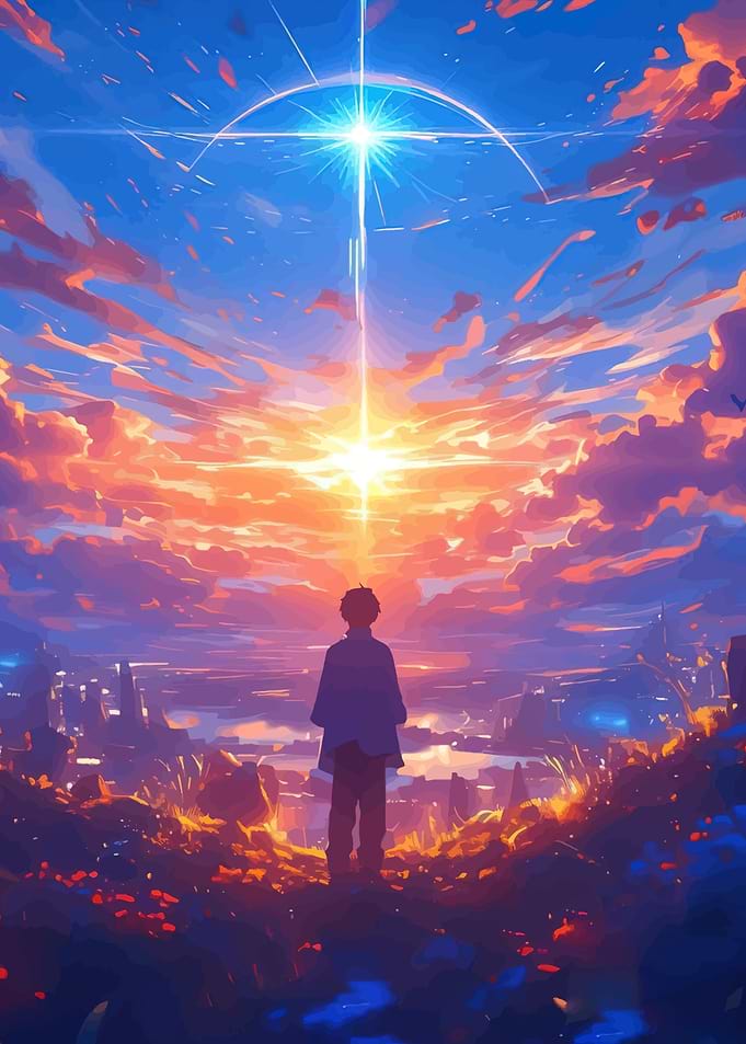Boy watching a celestial event