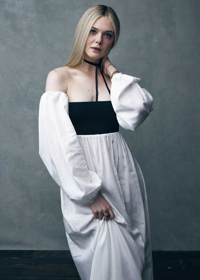 Elle Fanning in White Dress