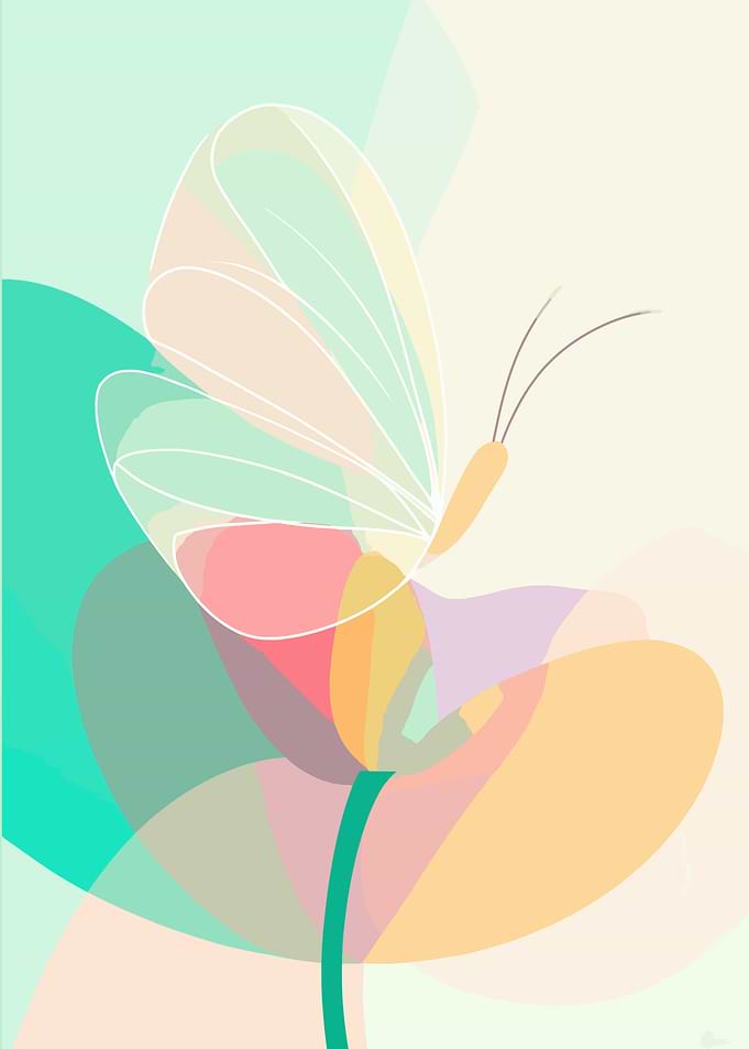 Abstract Butterfly and Flower Art