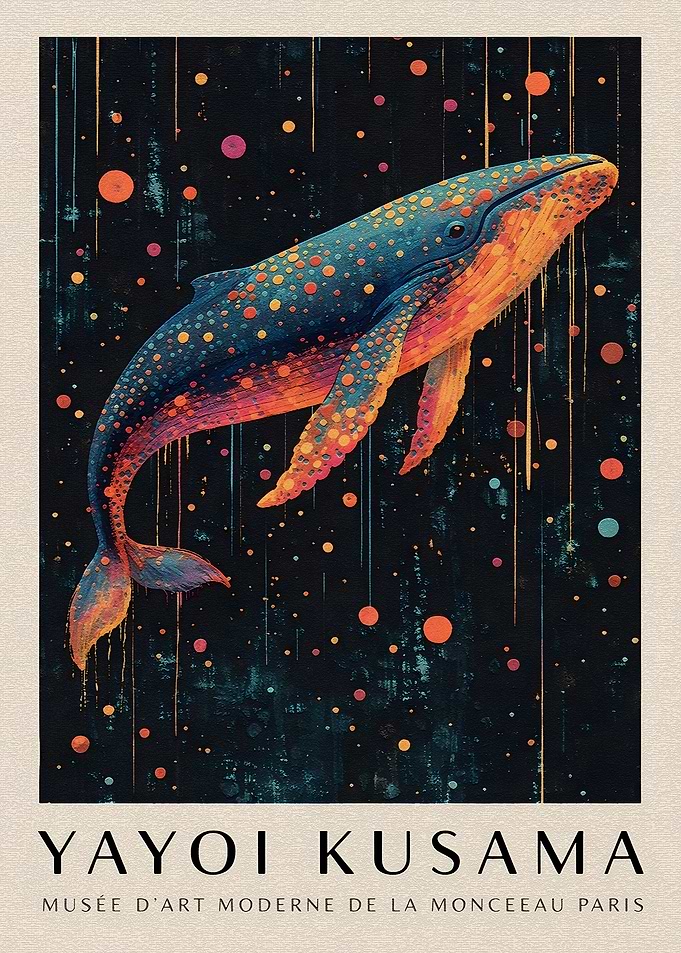 Yayoi Kusama Whale Art Poster