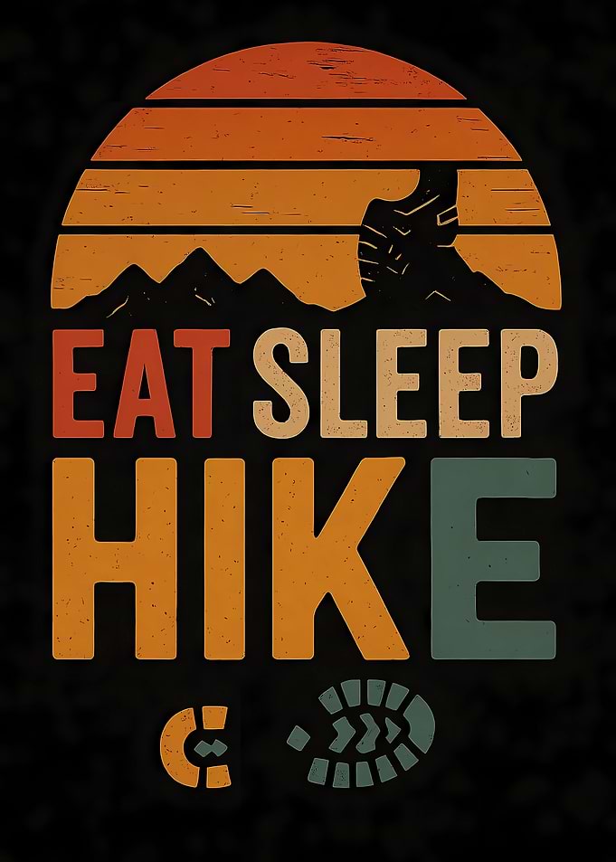 Eat Sleep Hike Retro Sunset