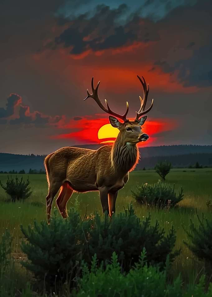Majestic Deer at Sunset