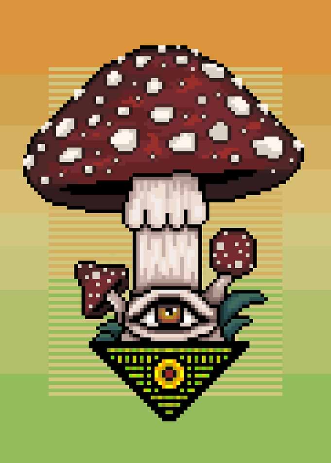 Mushroom with Eye and Pyramid Symbol