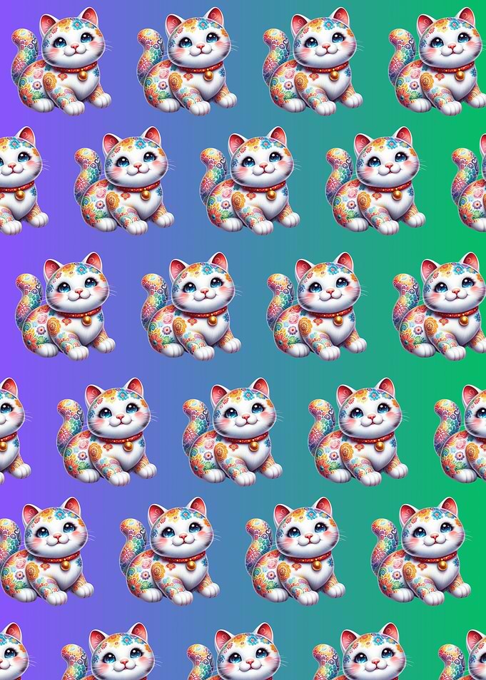 Cute Floral Cat Pattern