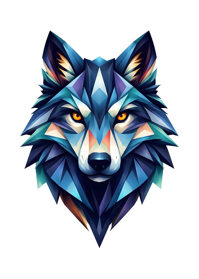 Geometric Wolf Head Art