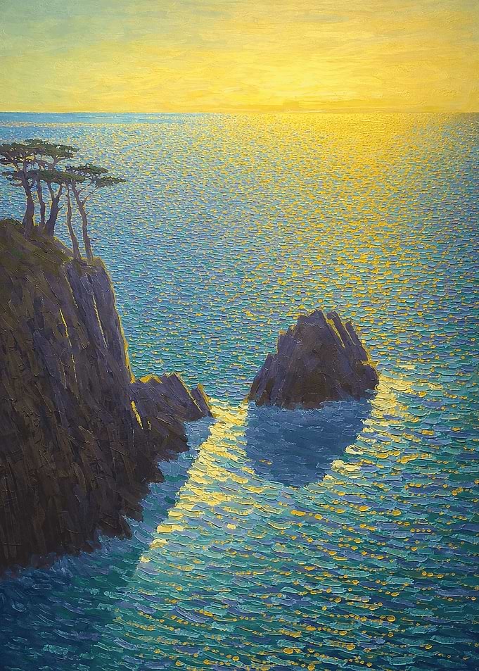 Coastal Cliffside at Sunset