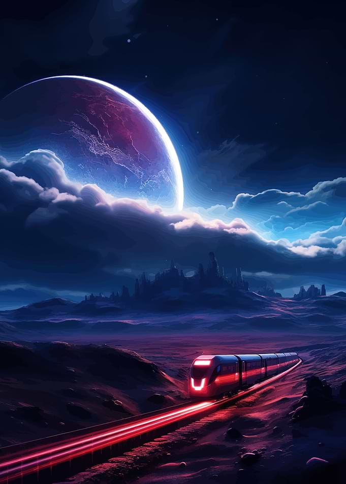 Sci-fi train on alien planet