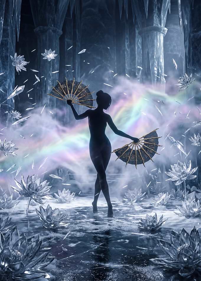 Ice Lotus Dancer with Fans
