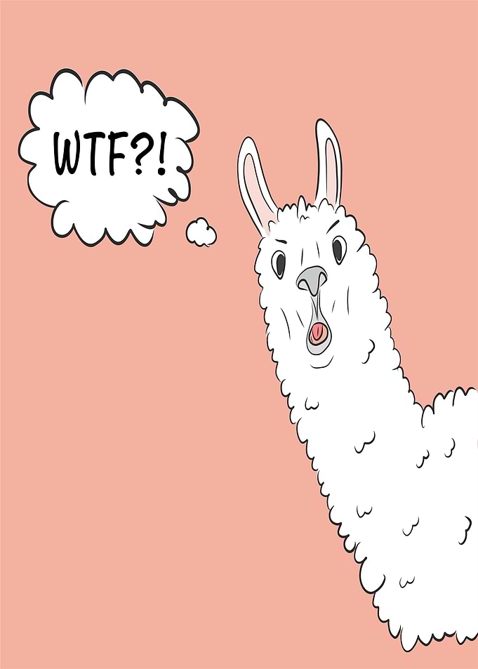 Llama with WTF thought bubble