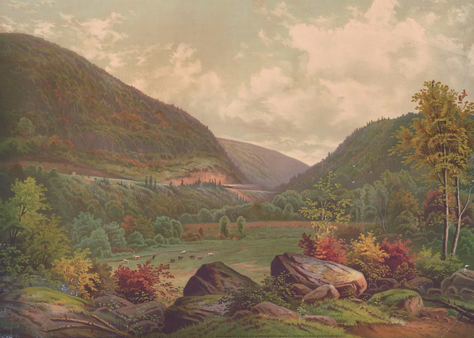 Autumn Valley Landscape with Cattle